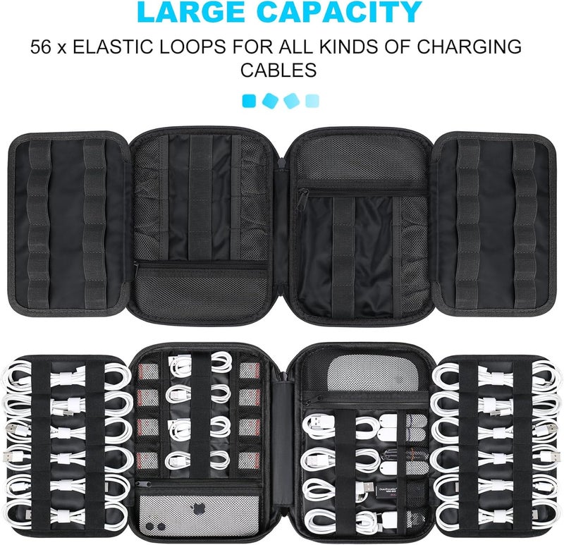 Lacdo Cord Organizer Travel, Cable Organizer Bag Case, Portable Electronics Organizer Travel Case, 6 Layer Large Capacity Charging Cords Storage organizer for Cables, SD Card, Travel Essentials, Black - Image 2